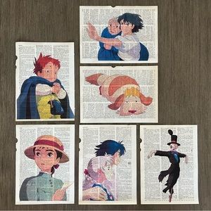 Howl's Moving Castle Themed Dictionary Prints - Set of 6